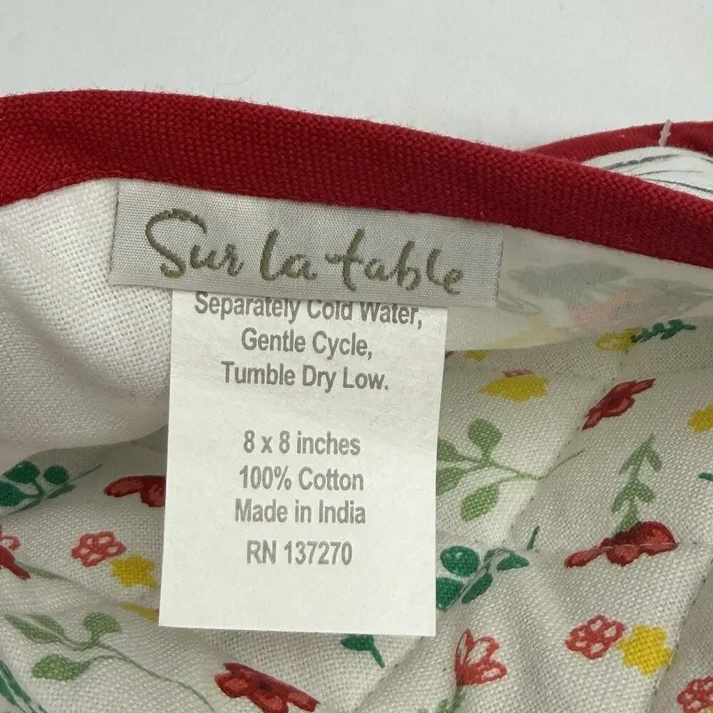 Sur La Table Floral Vine Large Oven Glove Set The Culinary Cyclist Book NEW